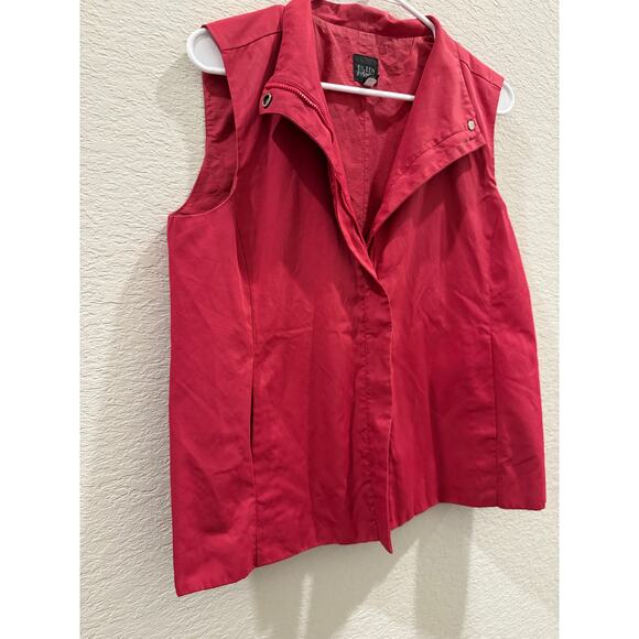Eileen Fisher Women’s Small Vest Red Cotton Blend Front Zip Pockets - Picture 7 of 10